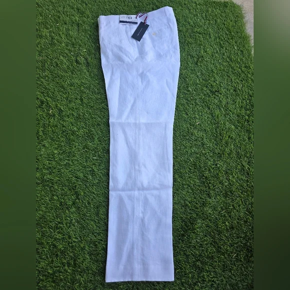 Tommy Hilfiger Mens 100% Linen Dress Pants Sz 34x32 Modern Fit NWT White $125 - Picture 1 of 5